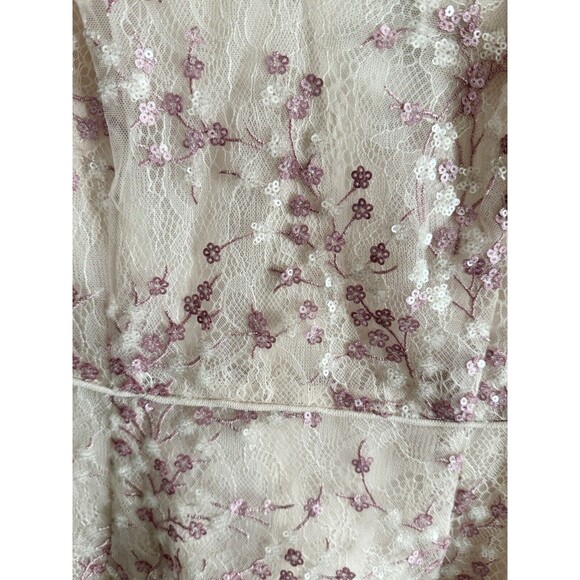 Anthropologie BHLDN Adrianna Papell Pink Adaliz Dress A Line Sequin Sz 10 - Picture 3 of 6